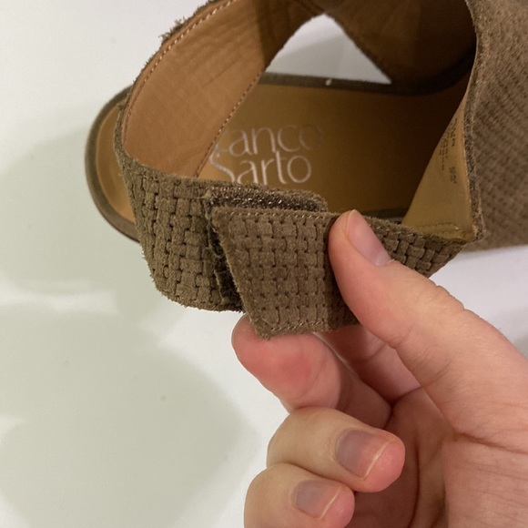 Franco Sarto Helix sling back chunky heel peep toe sandal perforated sides sz 8 - Picture 7 of 9